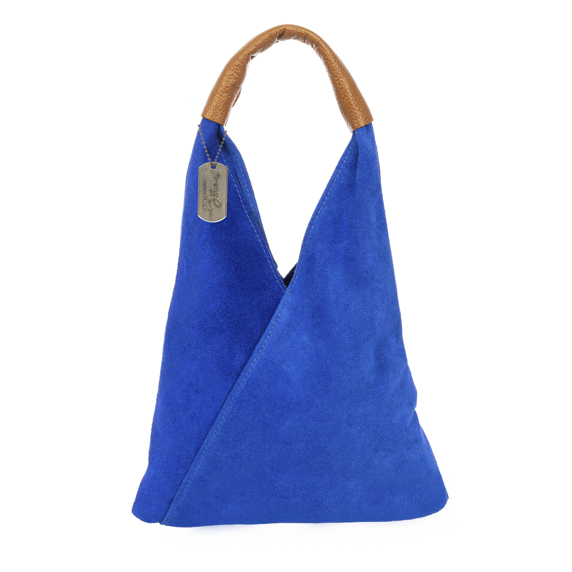 FIRENZE ARTEGIANI Aviano bolso mini shopper mujer, para uso de mano. Piel auténtica Gamuza. Fabricado en Italia 27x5x23 Cm.