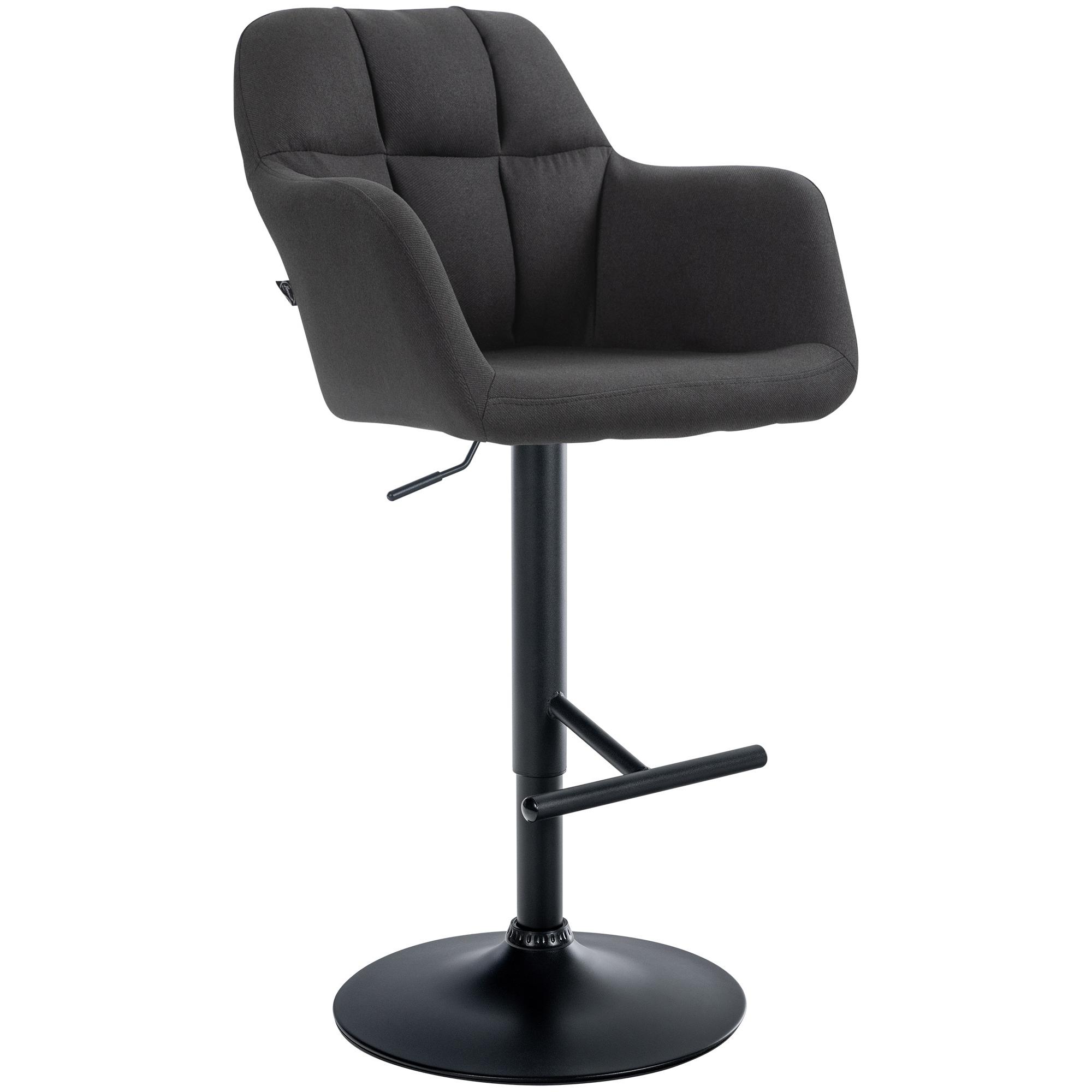 Taburete de bar Natoma en tela Negro,Metal negro mate