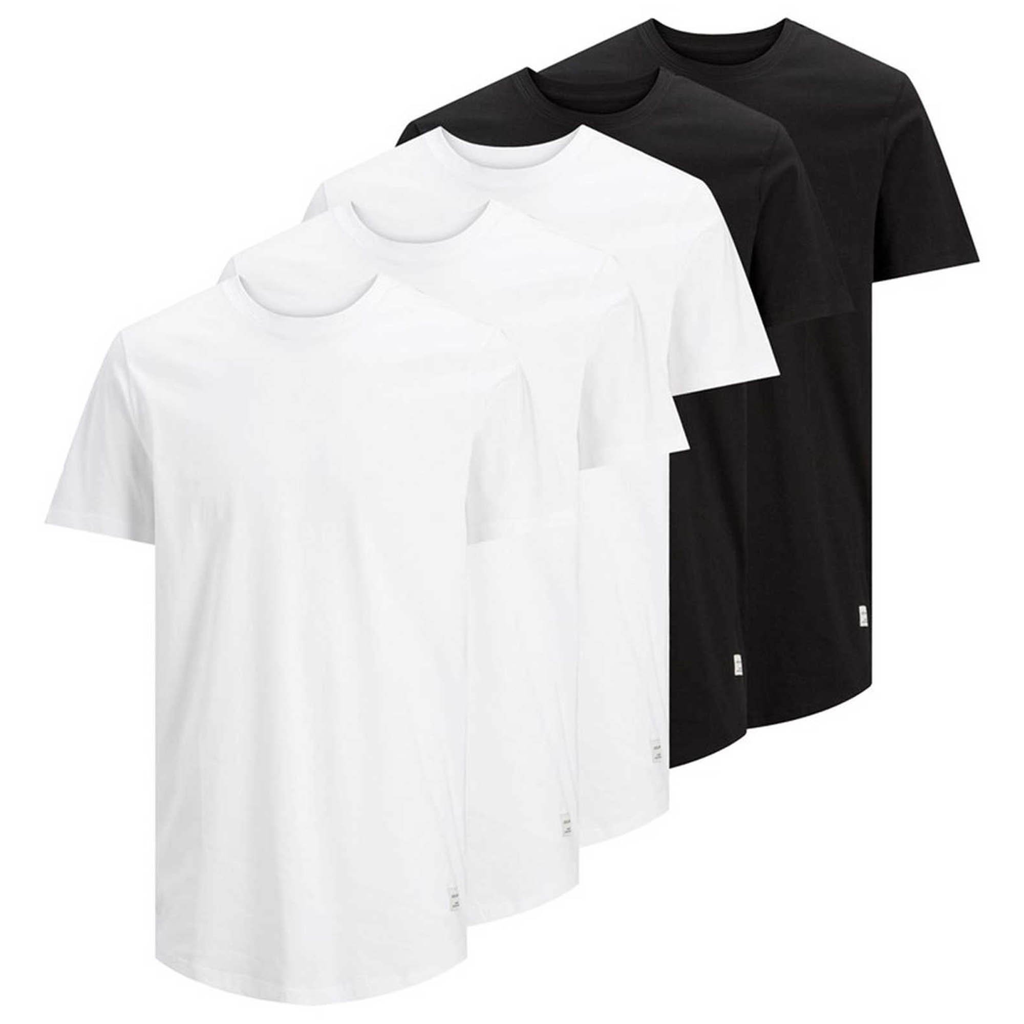 Jack & Jones Camiseta para Hombre, Paquete de 5 - JJENOA, manga corta, cuello redondo, algodón, color sólido JJENOA