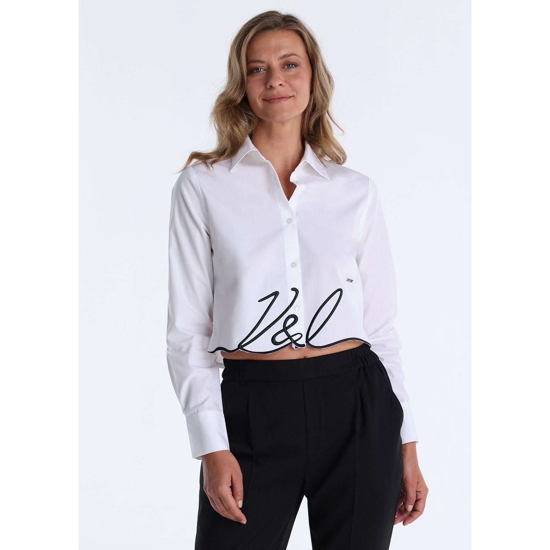 Victorio & Lucchino - Camisa de Algodón con Bajo Bordado y Logotipo V&L