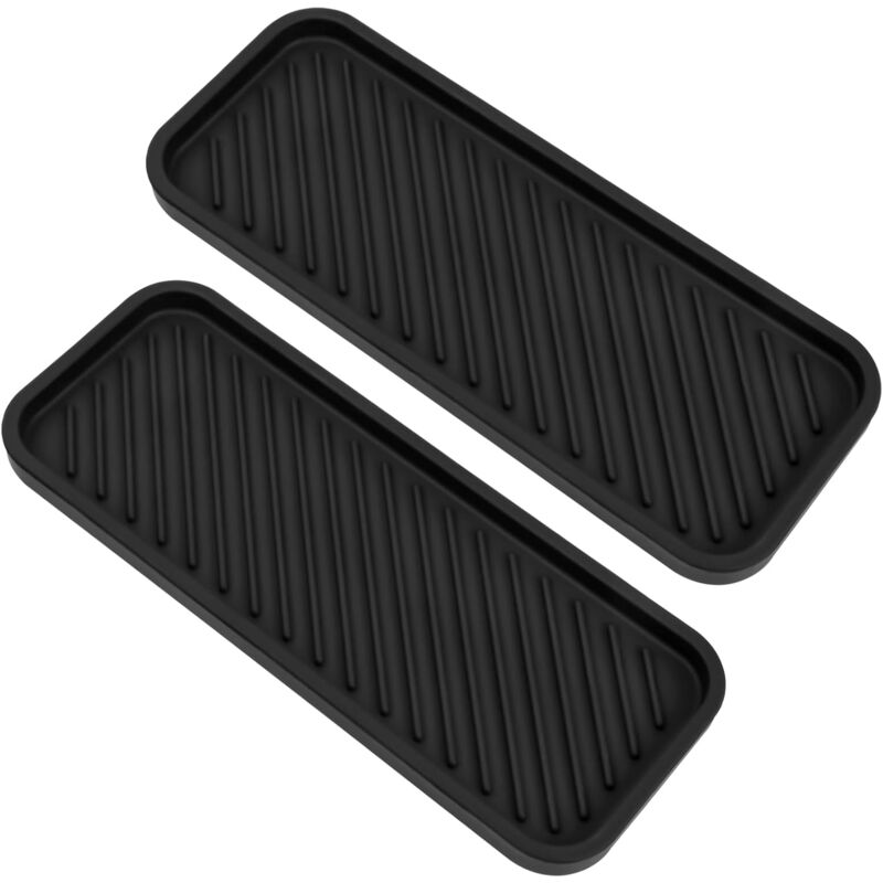 CA Sollbry - Juego de 2 soportes de silicona para esponjas de cocina antideslizantes, organizador para fregadero, ideal para guardar esponjas, lavavajillas, platos, jabón y cepillos (negro)