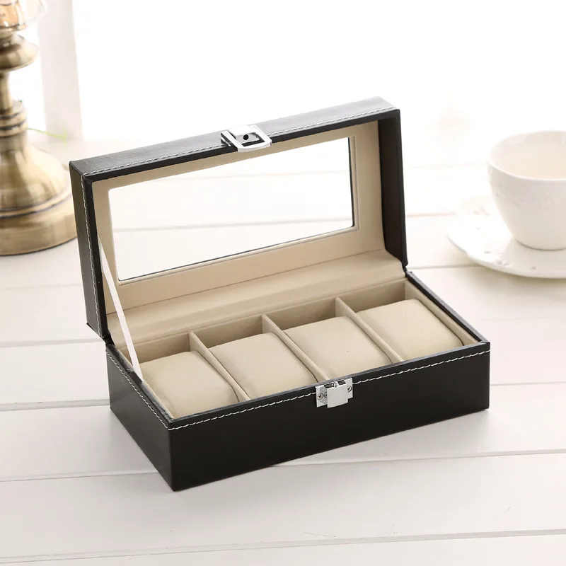 TK Cajas De Relojes Organizador De Joyería PU Cuero Caja De Exhibición Para Regalos Mejores Cajas De Almacenamiento De 2/3/4/5/6/8/10/12 Grids