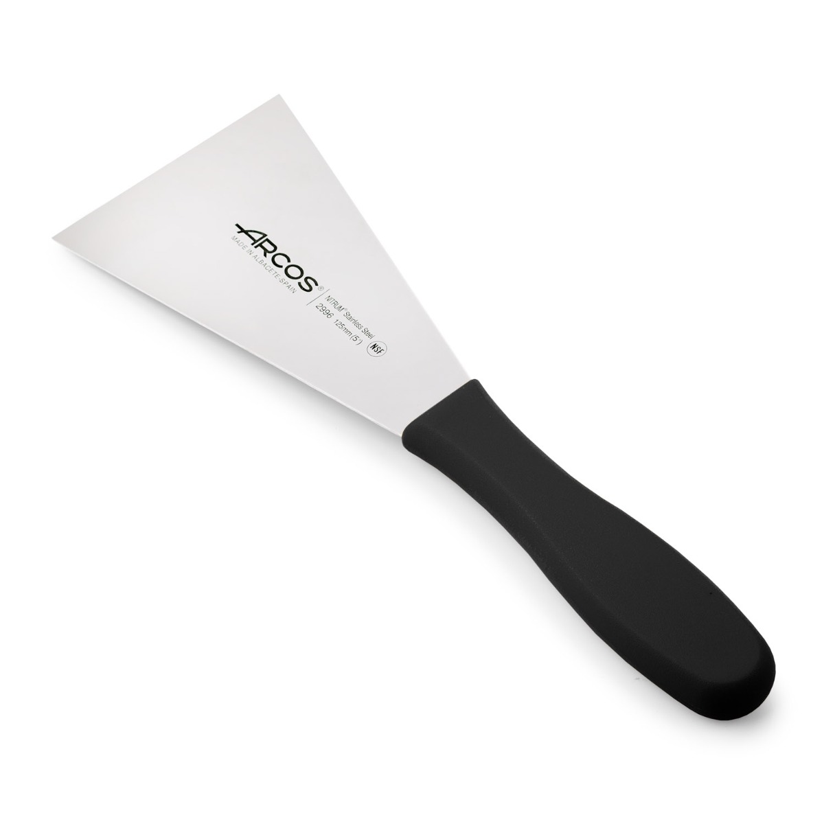 Arcos Espátula de Cocina - Hoja de Acero Inoxidable Nitrum 125x90 mm - Mayor Durabilidad y Corte Preciso - Mango Polipropileno Negro - Serie 2900