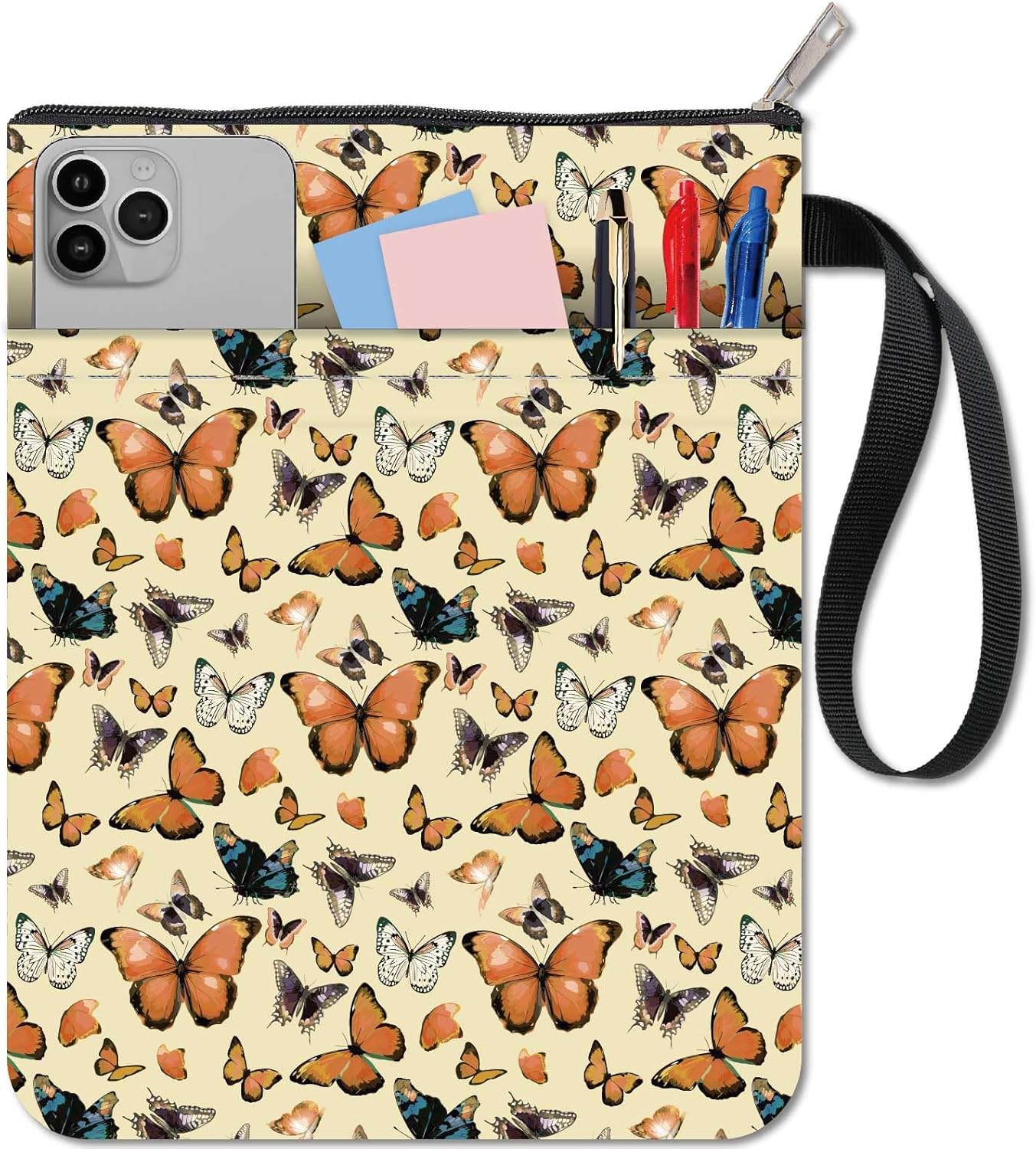 Funda Para Libros Con Mariposas Lavable Y Protectora Con Cierre De Cremallera Y Adicional Funda De Tela Para Papel Encuadernado