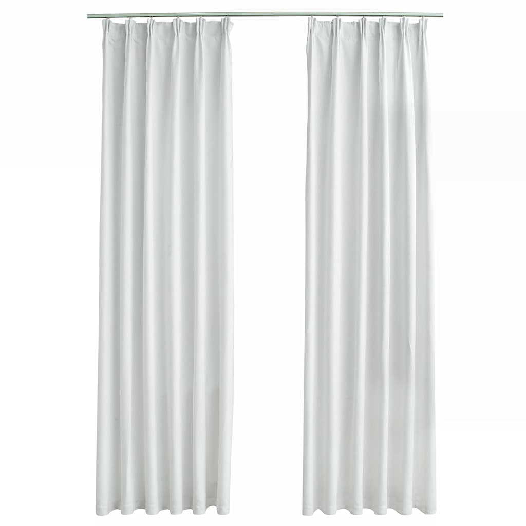 vidaXL Cortinas opacas con ganchos 2 piezas blanco crudo 140x245 cm