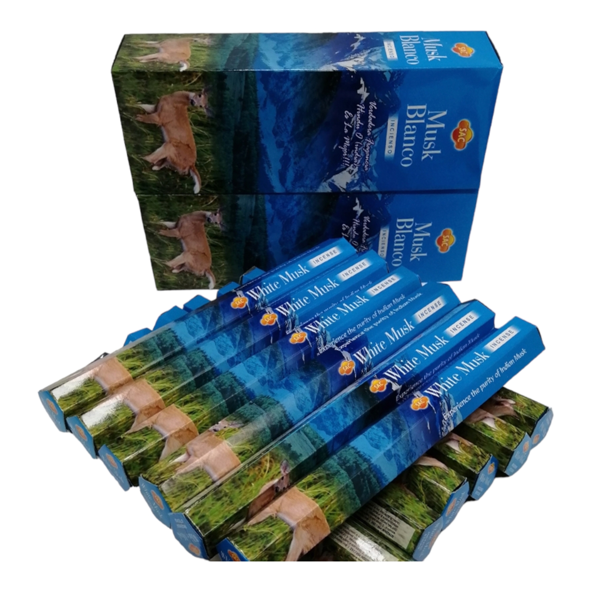 Incienso SAC Pack 12 Cajitas - 240 Varillas Masala Hechas a Mano en India - Serie Tradicional, Aroma a Elegir: Palo Santo, Sándalo, Canela, Lavanda, Vainilla, Mirra, Ruda, Almizcle - Ambientador Natural para el Hogar