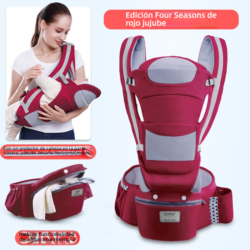 Portabebés Multifuncional con Asiento de Cadera — Plegable y Guardable, se Puede Llevar al Bebé Horizontalmente o en la Espalda, Cómodo y Práctico para Paseos