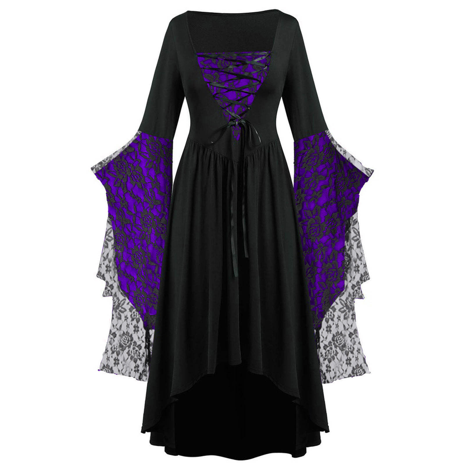 Vestido de encaje, vestido de bruja, disfraz de bruja de Halloween