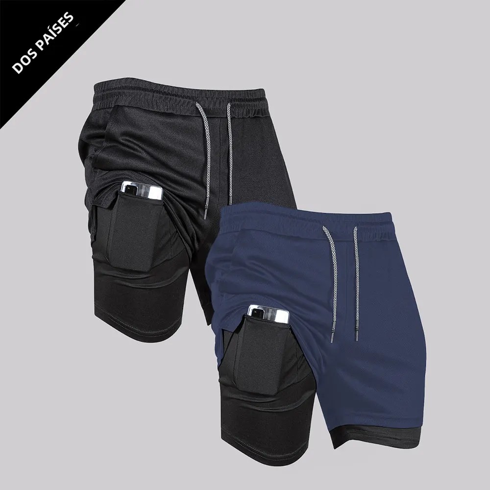 TK Shorts De Fitness Para Hombre Doble Capa 2 En 1 Deporte Entrenamiento En El Gimnasio Quick Dry Running Verano Shorts Casual