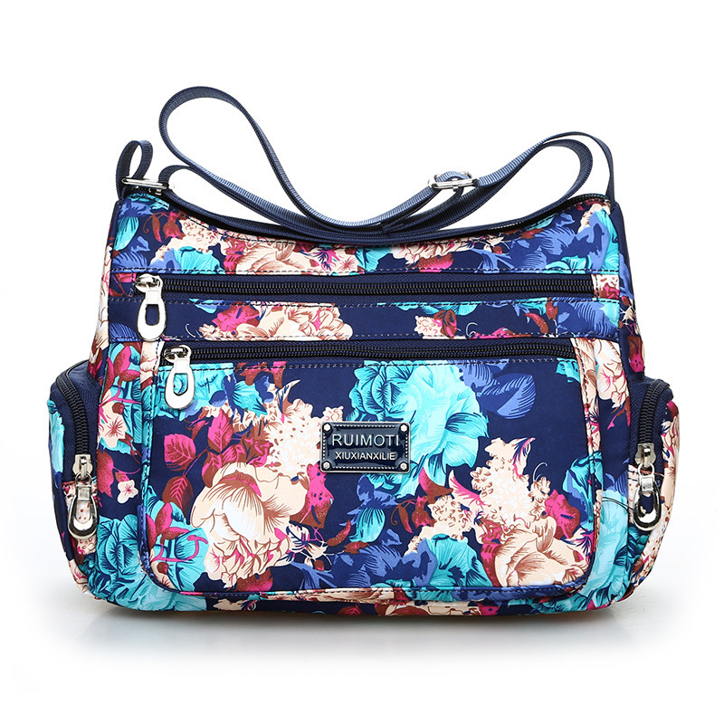 Bolso bandolera de mujer, bolso de hombro de nailon, con múltiples bolsillos
