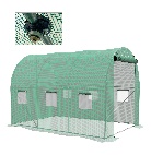 Invernadero Túnel Outsunny Garden de 6 m² Invernadero para tomates con sistema de riego integrado 3L x 2L x 2H m Acero reforzado + PE de alta densidad 140 g/m² 6 ventanas Puerta enrollable Verde