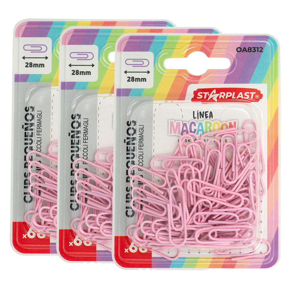 Starplast set pack clips pequeños y grandes - metálicos, color pastel, 28mm, 50 mm, accesorio, organización, escritorio hogar, oficina, escolar, azul, rosa, turquesa, ahorro, sujeción, documentos, papeles, hojas, unir, pinza