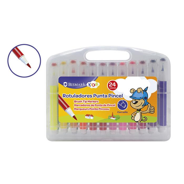 POESSA ROTULADORES INFANTILES PINCEL CON SELLO 24 COLORES ROTULADOR