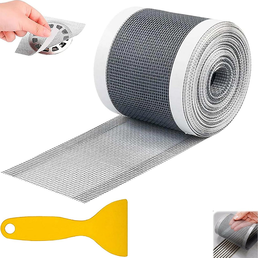 CA Filtro de ducha de 10 mx7 cm, malla autoadhesiva para atrapar pelos, con pala de limpieza.