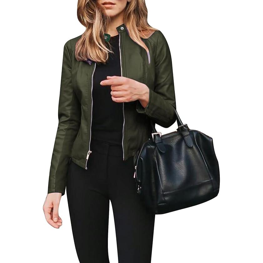 Chaqueta de piel sintética para mujer, corte clásico, estilo único, diseño de cremallera, ropa de abrigo informal para otoño/invierno/primavera