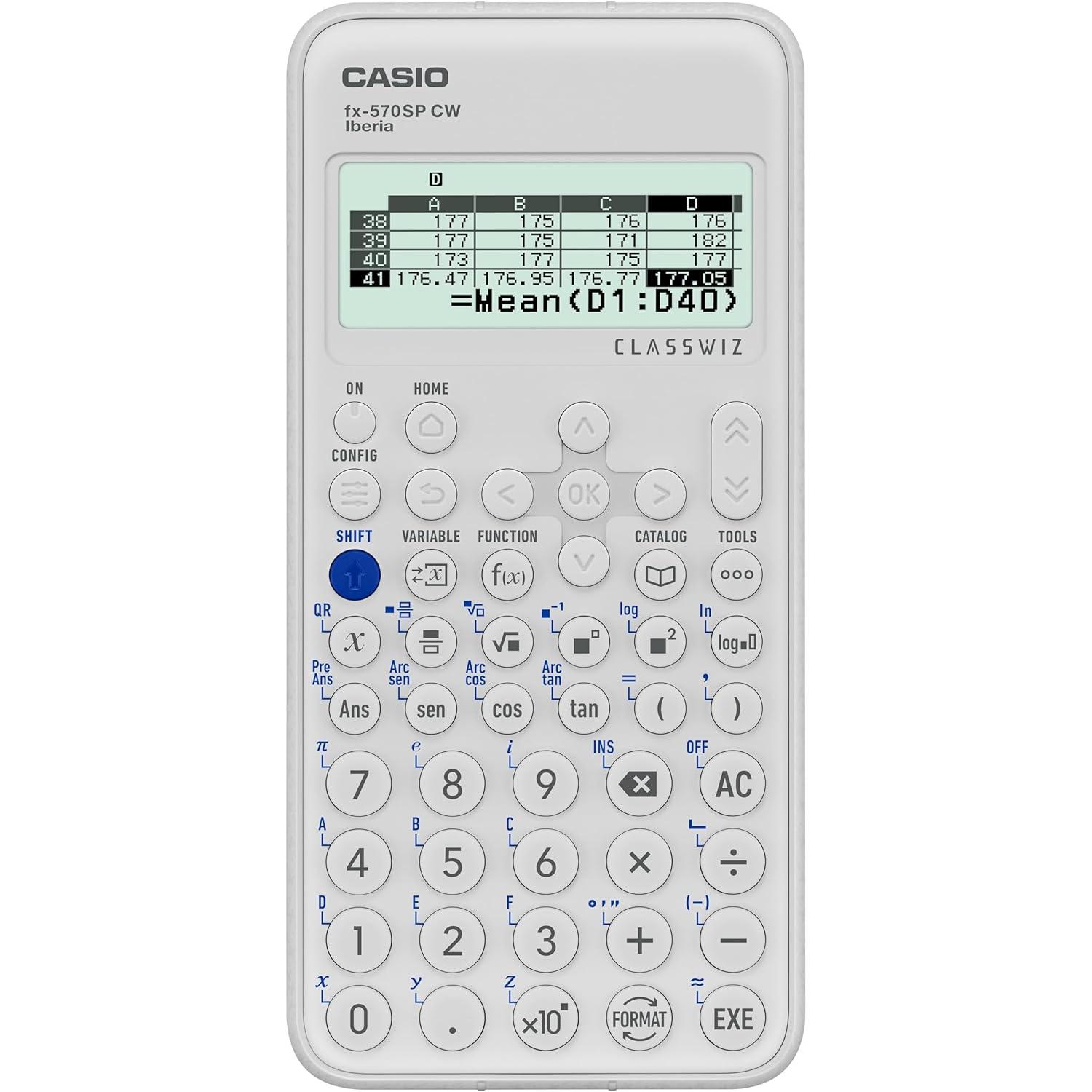 Casio FX-570SP CW - Calculadora Científica, Recomendada por el Profesorado para el Curriculum Español y Portugués, Ideal para Alumnos de la ESO EvAU Universidad, 5 Idiomas, más de 560 Funciones, Color Blanco