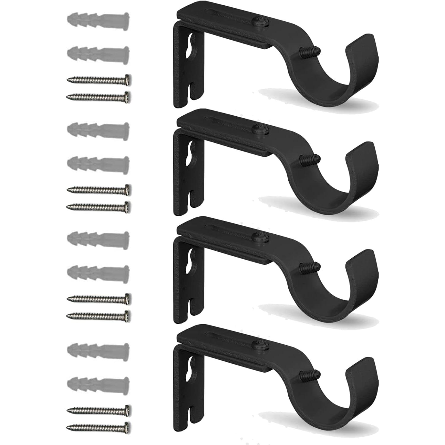 TK Soportes para barra de cortina de longitud ajustable de 9 a 12 cm - Juego de soportes para barra de cortina de metal con tornillos para barras, barras de pared, resistentes y resistentes al óxido