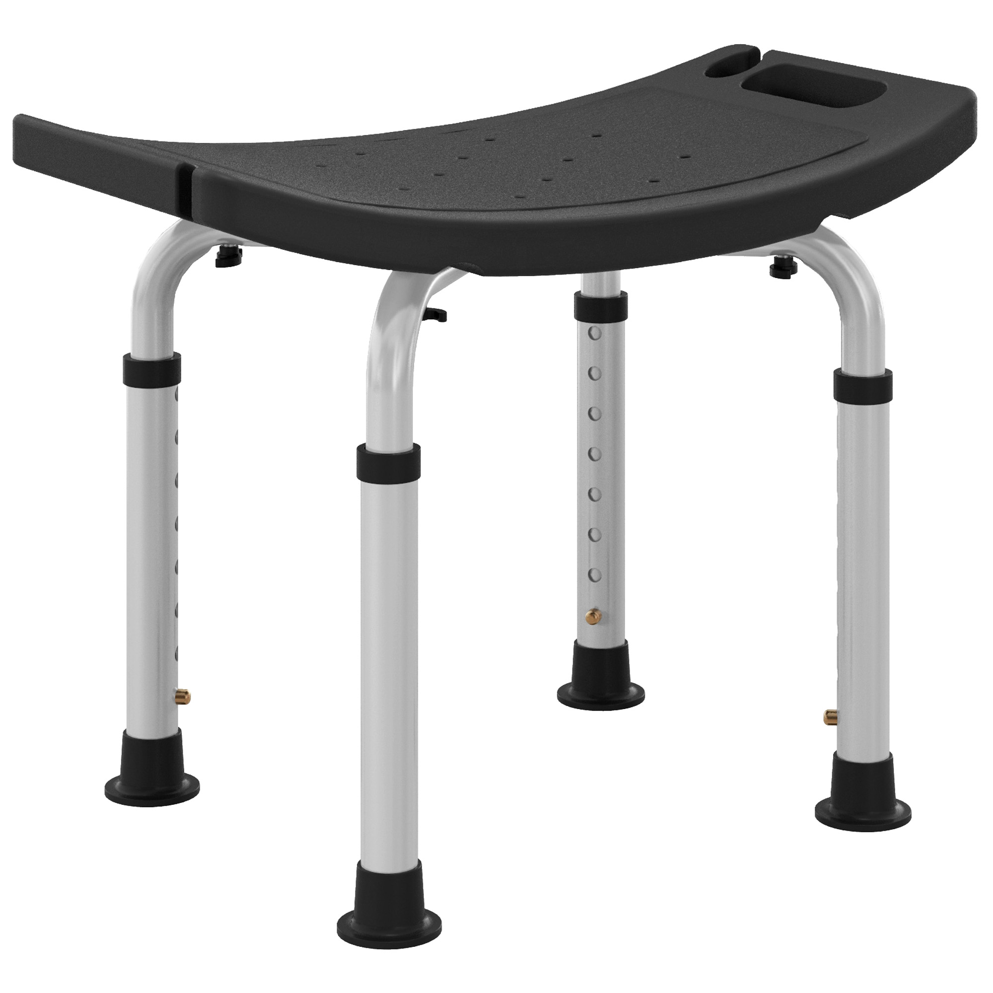 HOMCOM Taburete de Ducha Silla Ducha Personas Mayores con Altura Regulable Taburete Baño de Aluminio Antideslizante Carga 135 kg para Ancianos y Discapacitados Negro