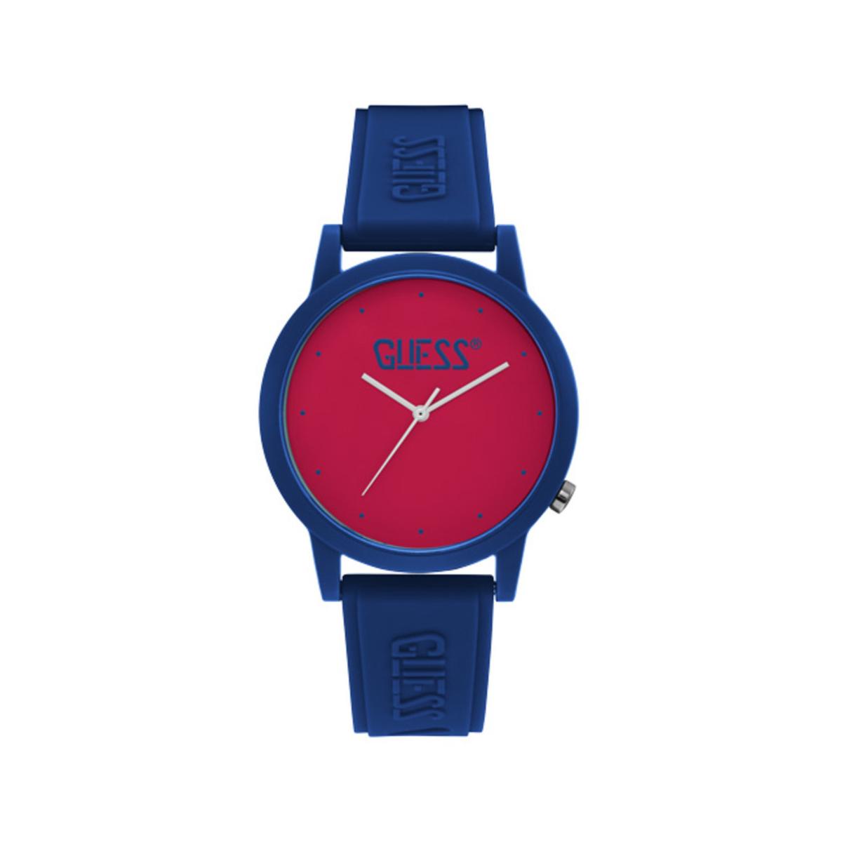 Guess Reloj Hombre, Mujer Caja De Policarbonato Pulsera Silicona De Color Azul Resistente Al Agua 1 Atm V1040m4