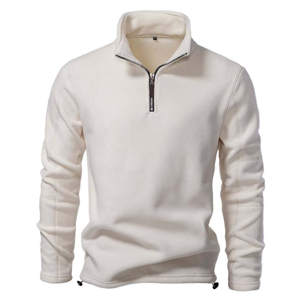 TK Nuevo estilo de otoño e invierno para hombre, sudadera de manga larga con media cremallera y cuello alto, cuello alto, top de forro polar para hombre moderno y versátil