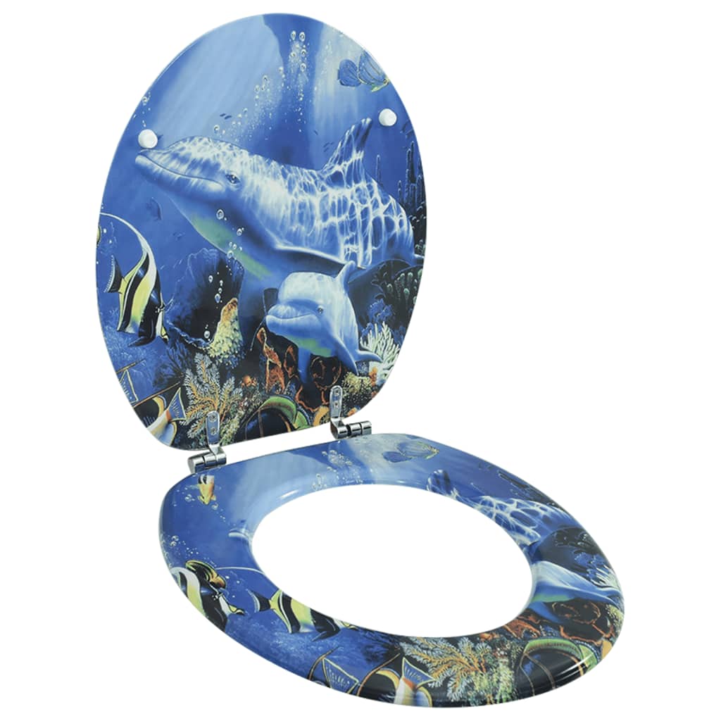 vidaXL Asiento Inodoro WC con Tapa MDF Aseo Baño Decoración Diseño Bambú,  concha,  Estrella de mar y mas