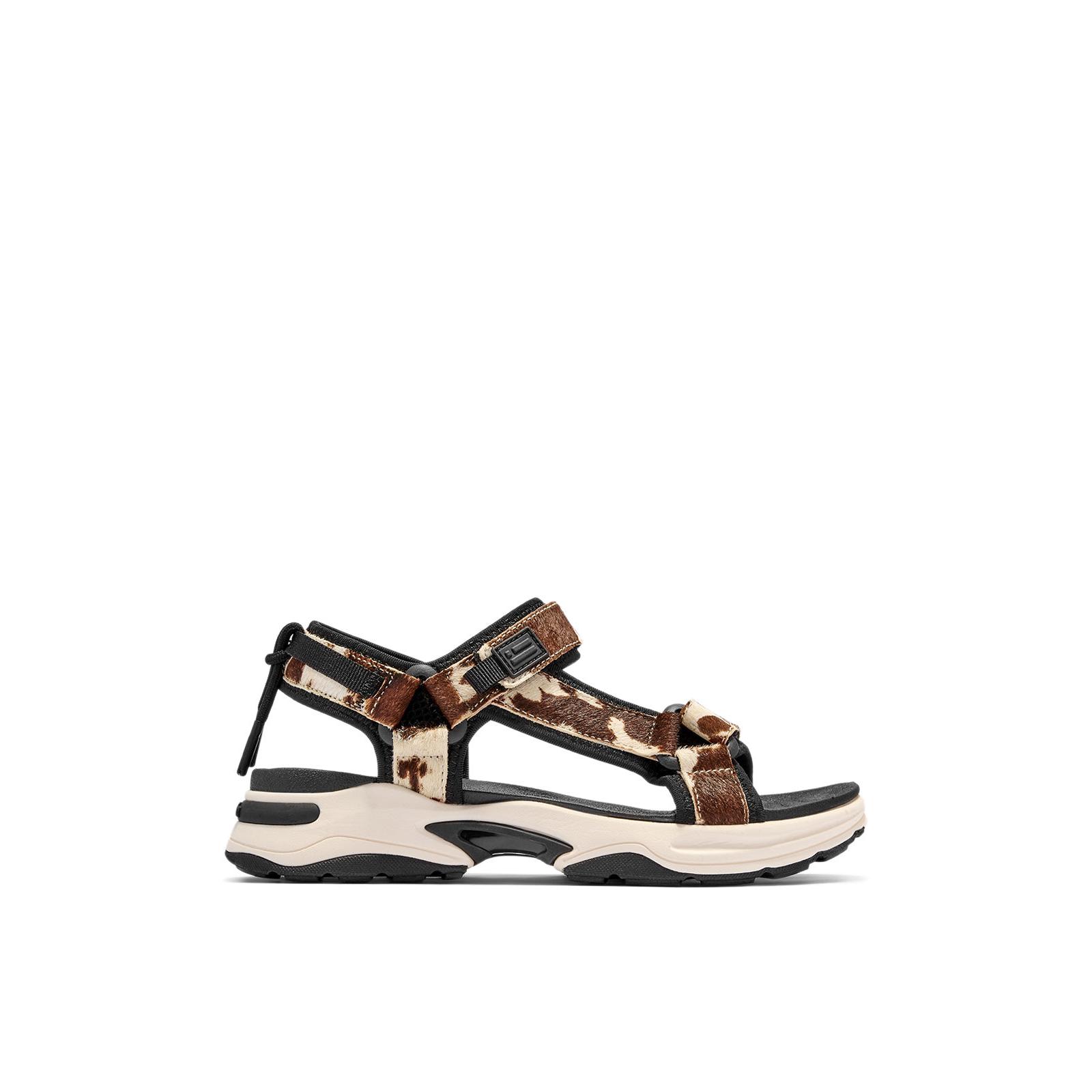 D.Franklin Sandalias Deportivas de Mujer con Estampado de Vaca - Sandalias deportivas planas cómodas para verano