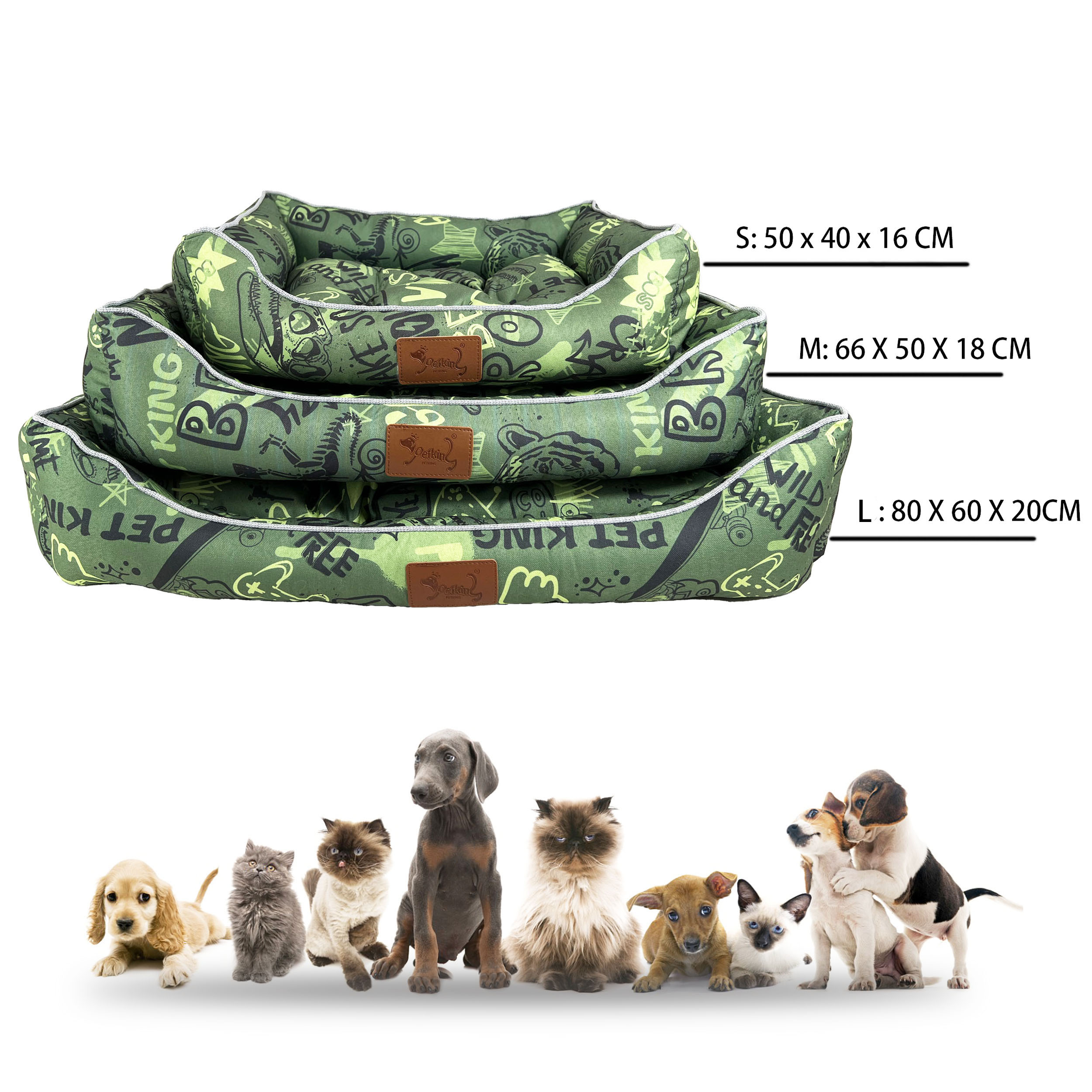Petking@Cama para Perros Y Gatos con Relleno de Fibra Hueca, Cuna para Perro con Cojín Desmontable y Transpirable