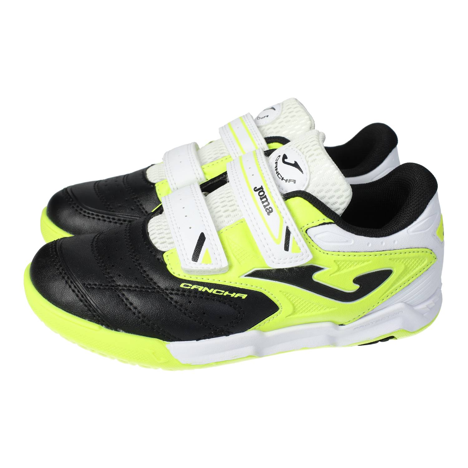 Zapatillas marca JOMA para niño en color negro. Zapatillas deportivas Joma Cancha para niños, doble cierre adhesivoy diseño multicolor