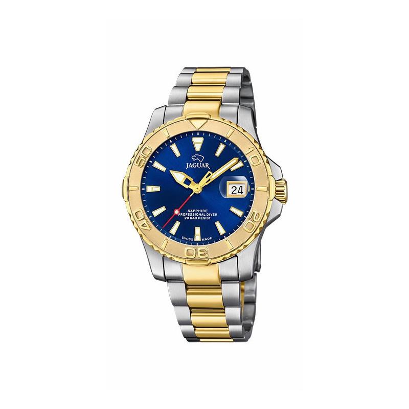 Reloj Jaguar Hombre Gris y Dorado con Esfera Azul - J970/2
