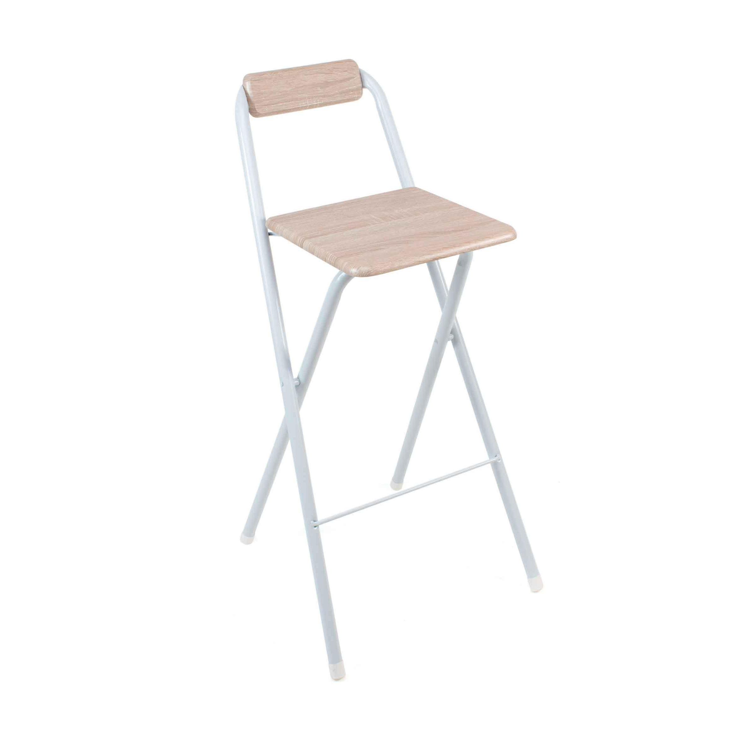 The Secret Home - Pack de 1,2 y 4 Taburetes Altos con Respaldo en Metal y Madera - Varios Modelos - Asiento Plegable de Metal y Madera - Ideal para Cocina