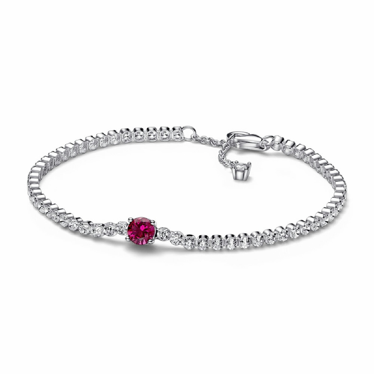 Pulsera Pandora Tenis Gema Roja Redonda en Pavé 592403C01