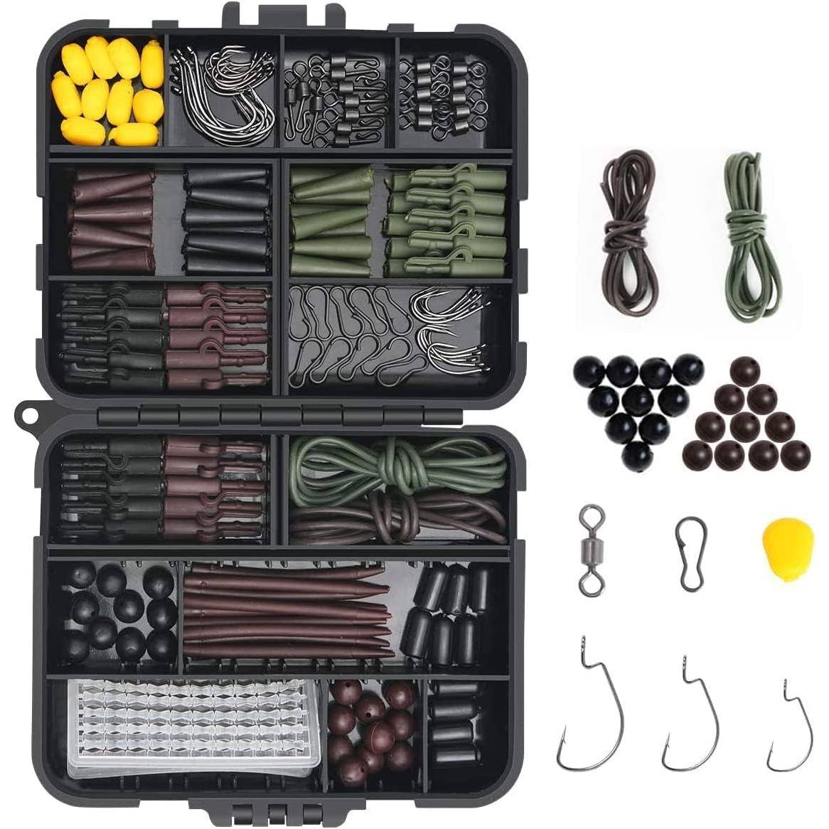 272 aparejos de Pesca de Carpa en Caja, Kit de accesorios de Pesca que incluye anzuelos de Pesca, Ganchos Con clips de seurad