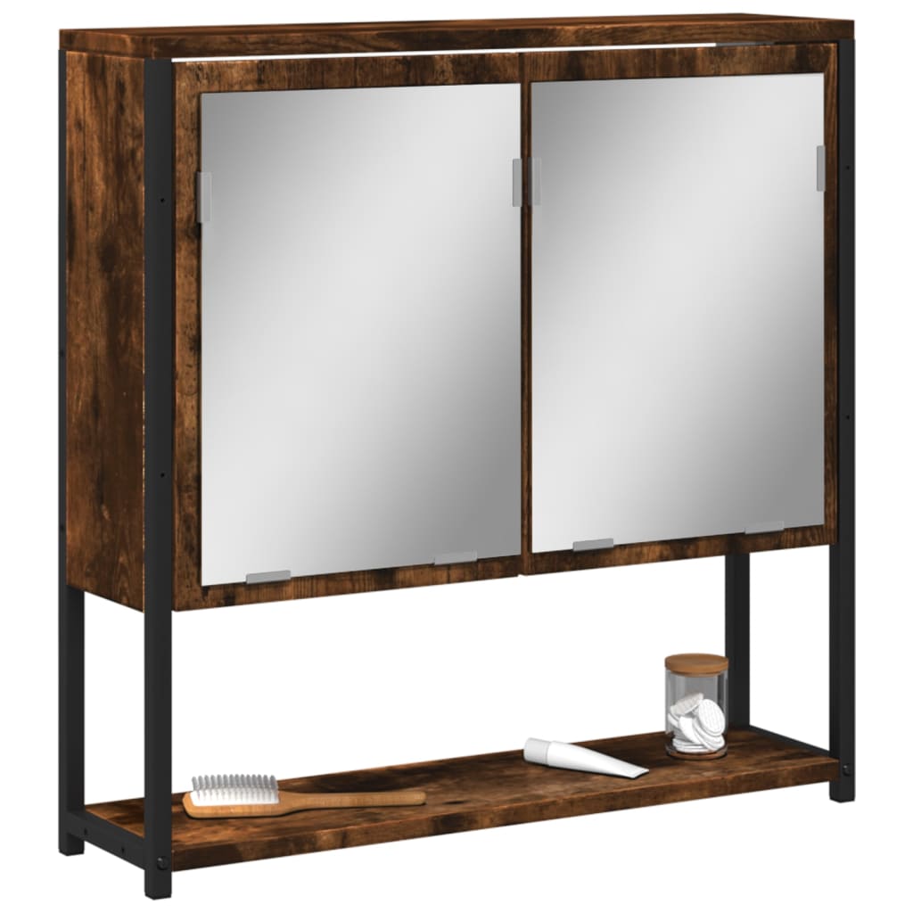 vidaXL Armario con espejo baño madera 60x16x60 cm en color Marrón roble/Roble Sonoma/Negro y más | almacenamiento funcional diseño moderno para baño dormitorio sala