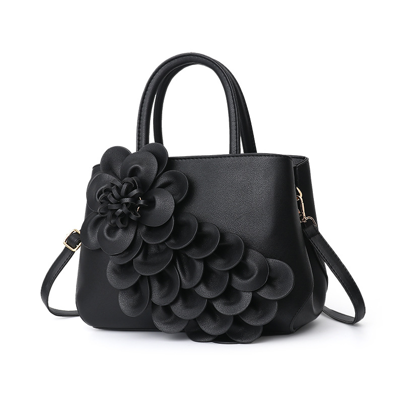 Bolso bandolera de cuero de la PU de las mujeres de la flor 3D de la manija superior de las señoras