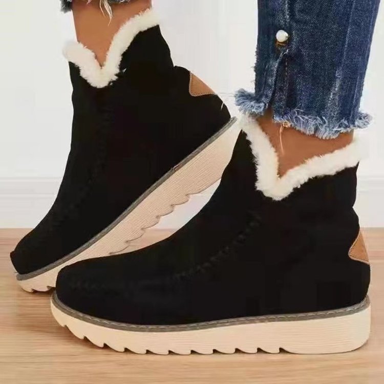 Om Home SP Botas de Nieve nuevas de invierno de gran tamaño, Suela Gruesa Plana Y, además de Zapatos de Algodón De Tubo Bajo y cálidos de terciopelo, BOTAS Cortas de gran tamaño.