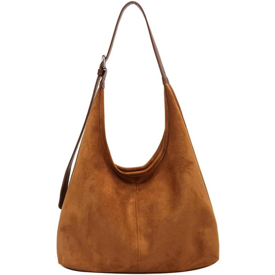 Bolso de hombro de gamuza para mujer, bolso de mano, bolso de mano de gran capacidad, elegante bolso de hombro para viaje/trabajo