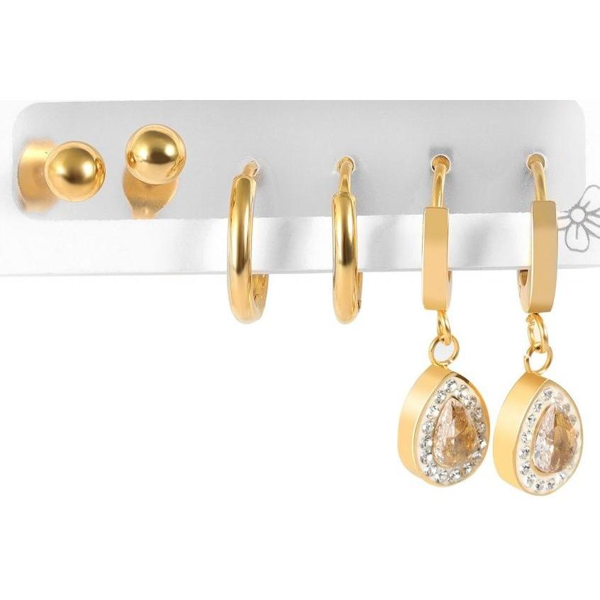 Akzent® Conjunto de 3 Pares de Pendientes "Joss" em Aço Inoxidável – 0589