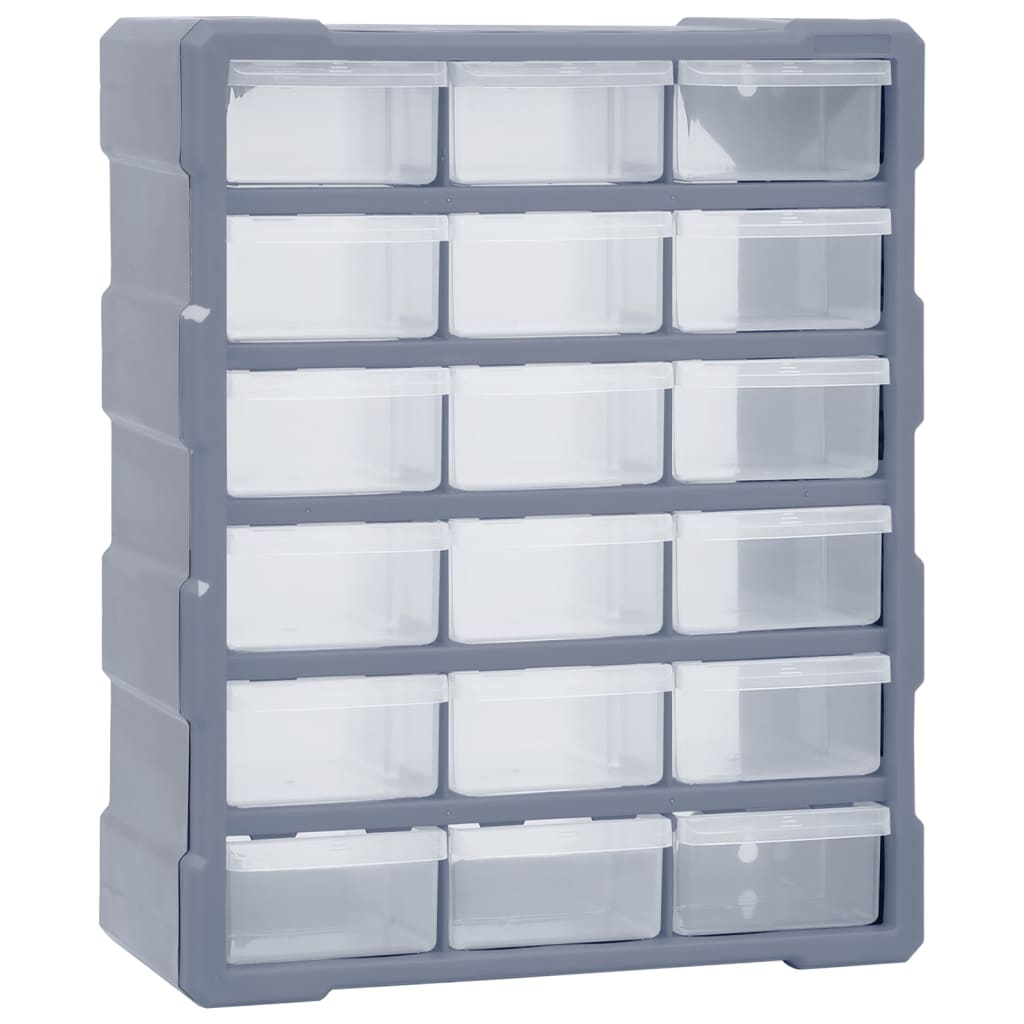 vidaXL Organizador Multicajones con 18 Cajones Intermedios Herramientas Taller Color Naranja y negro,  Gris, y mas