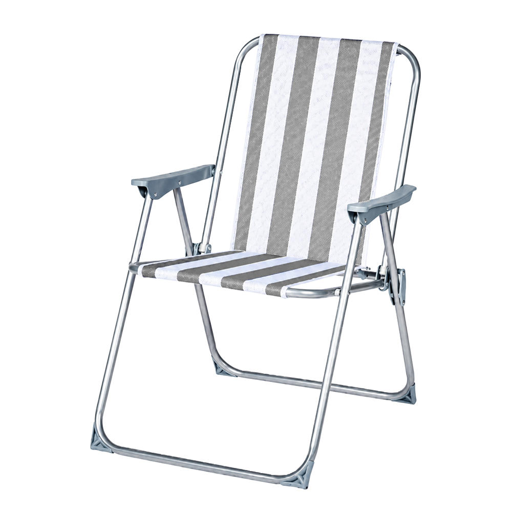 Life Basics Silla de Playa Plegable con Apoyabrazos, Silla Exterior Ligera y Portátil, Tejido Transpirable, Resistente y Fácil de Transportar, para Playa, Jardín, Terraza, Camping y Pesca, 55 x 56 x 80 cm