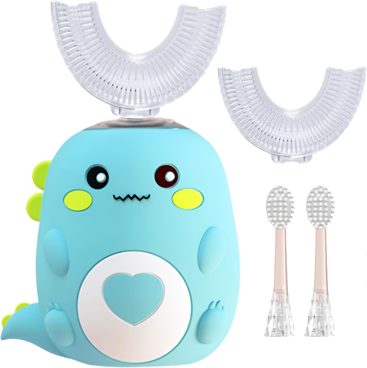 Cepillo de dientes eléctrico en forma de U para niños, viene con 4 cabezales de cepillo, cepillado automático sónico de 360°, 3 modos de limpieza, clasificación de resistencia al agua IPX7