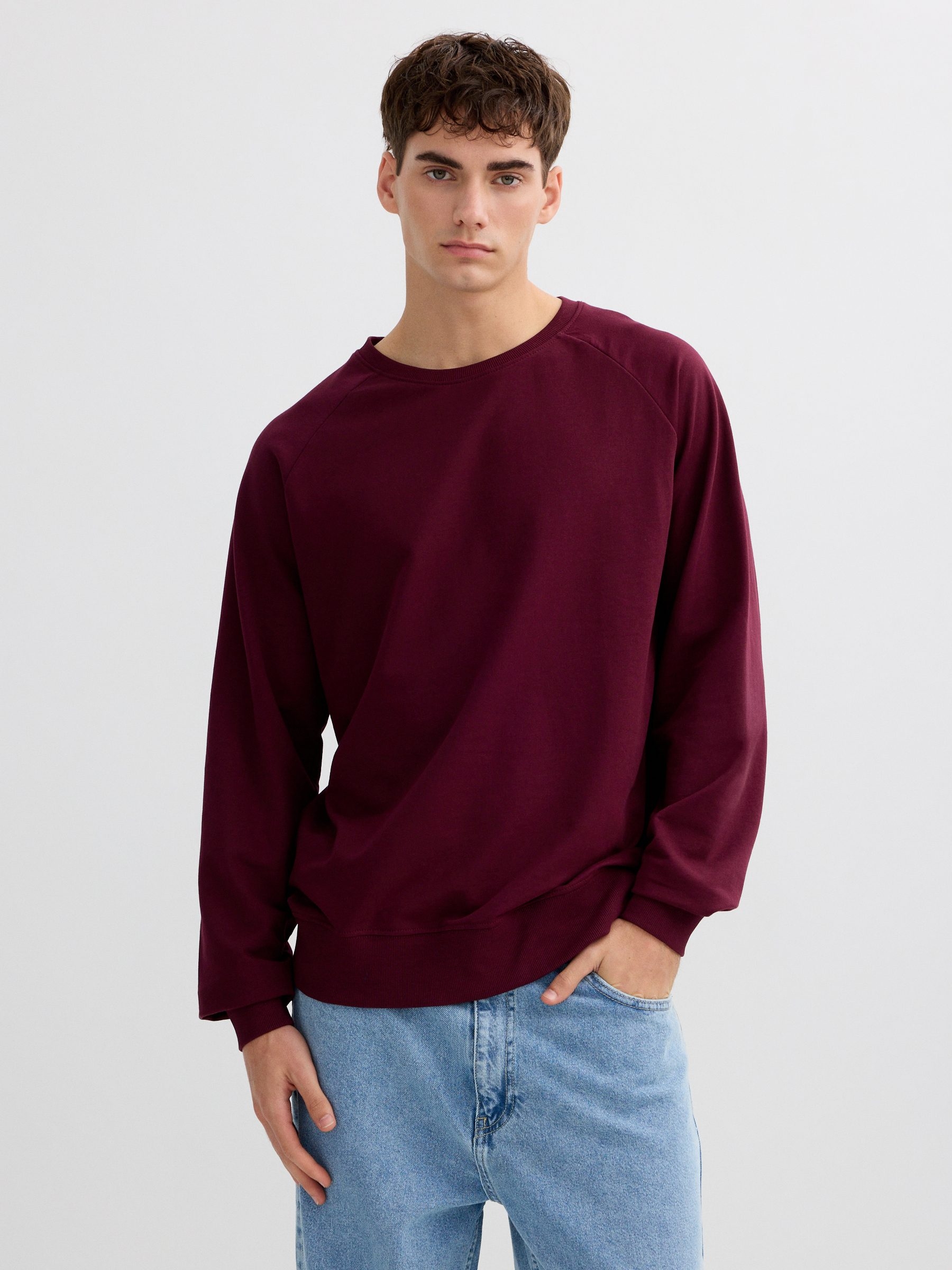Sudadera regular de manga larga y cuello redondo sin capucha INSIDE