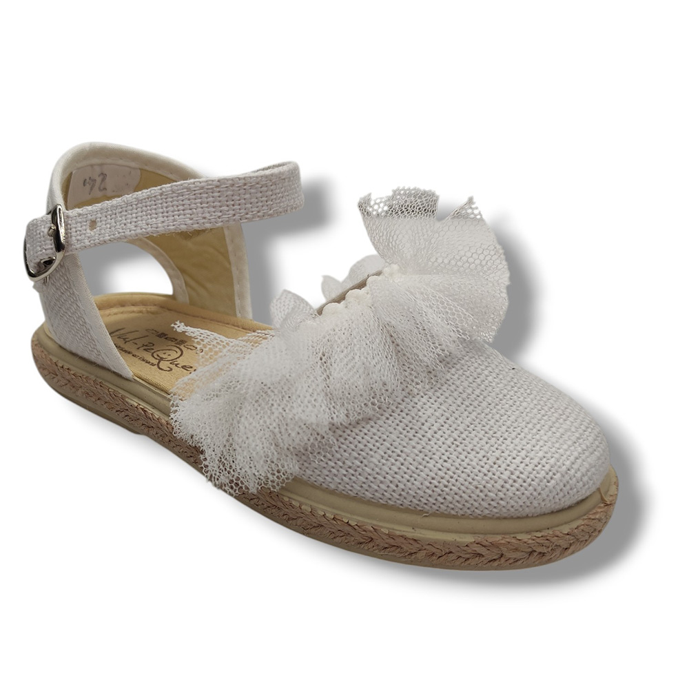 Vulpeques Sandalia Lino Niña 1001-LC/TB BLANCO calzado niños Vulpeques Summer ROYALE CORDONETS