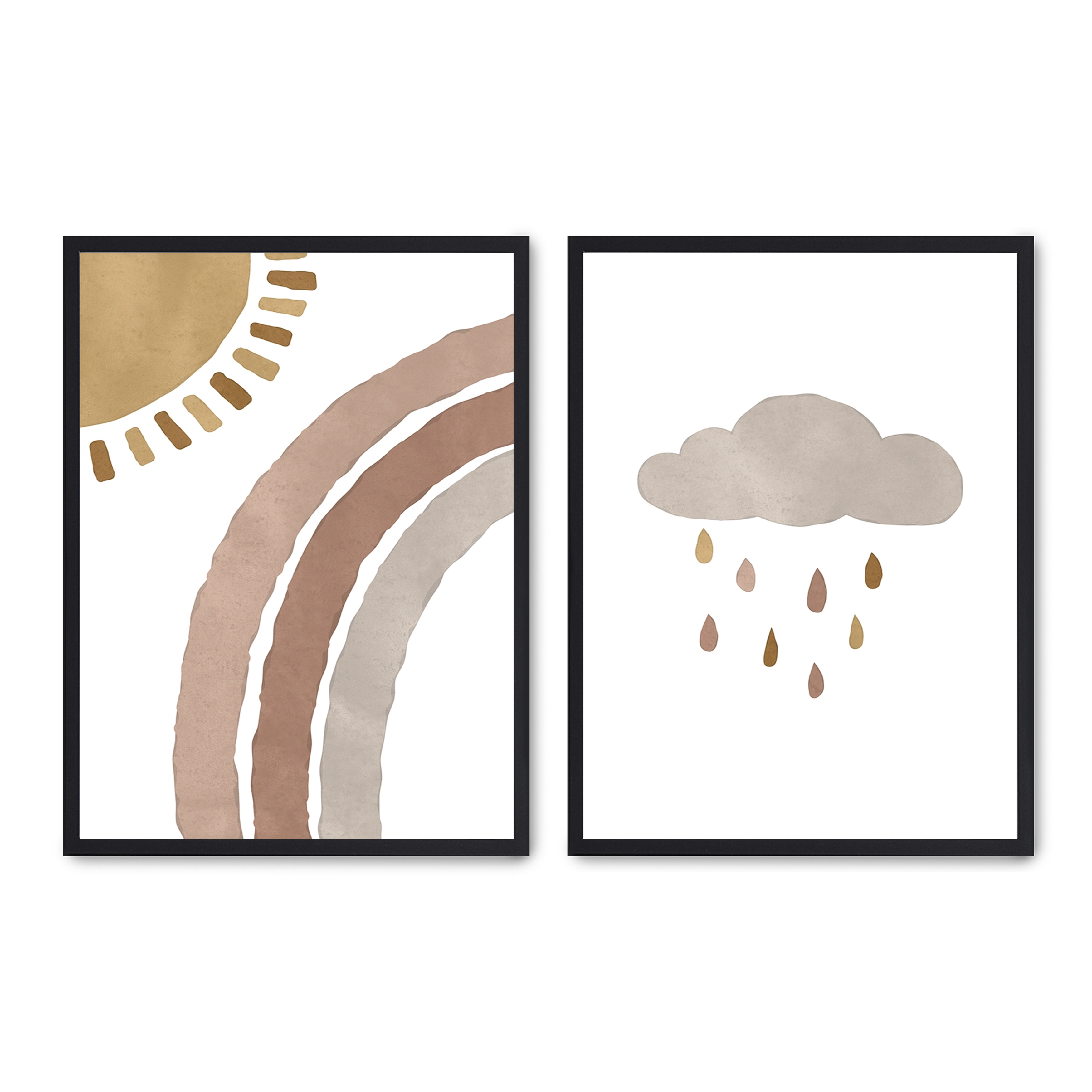 Set compuesto por dos cuadros con marco negro 30x40cm, Póster impreso en papel de calidad premium de 180gr, montado en marco de madera MDF con acabado en color negro, SETS