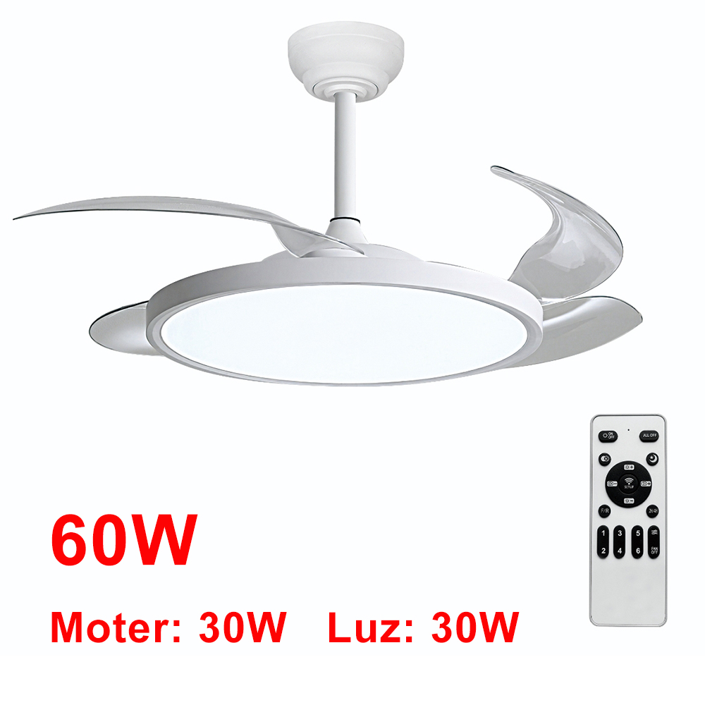 Ventilador de Techo OStark con Luz LED Retráctil 106cm, 3 Aspas, Potencia Total 72W, Sin APP, con Mando a Distancia, Temporizador, 6 Velocidades, 3 Temperaturas de Luz, Función Verano-Invierno, Silencioso, Blanco Ostark-leduni