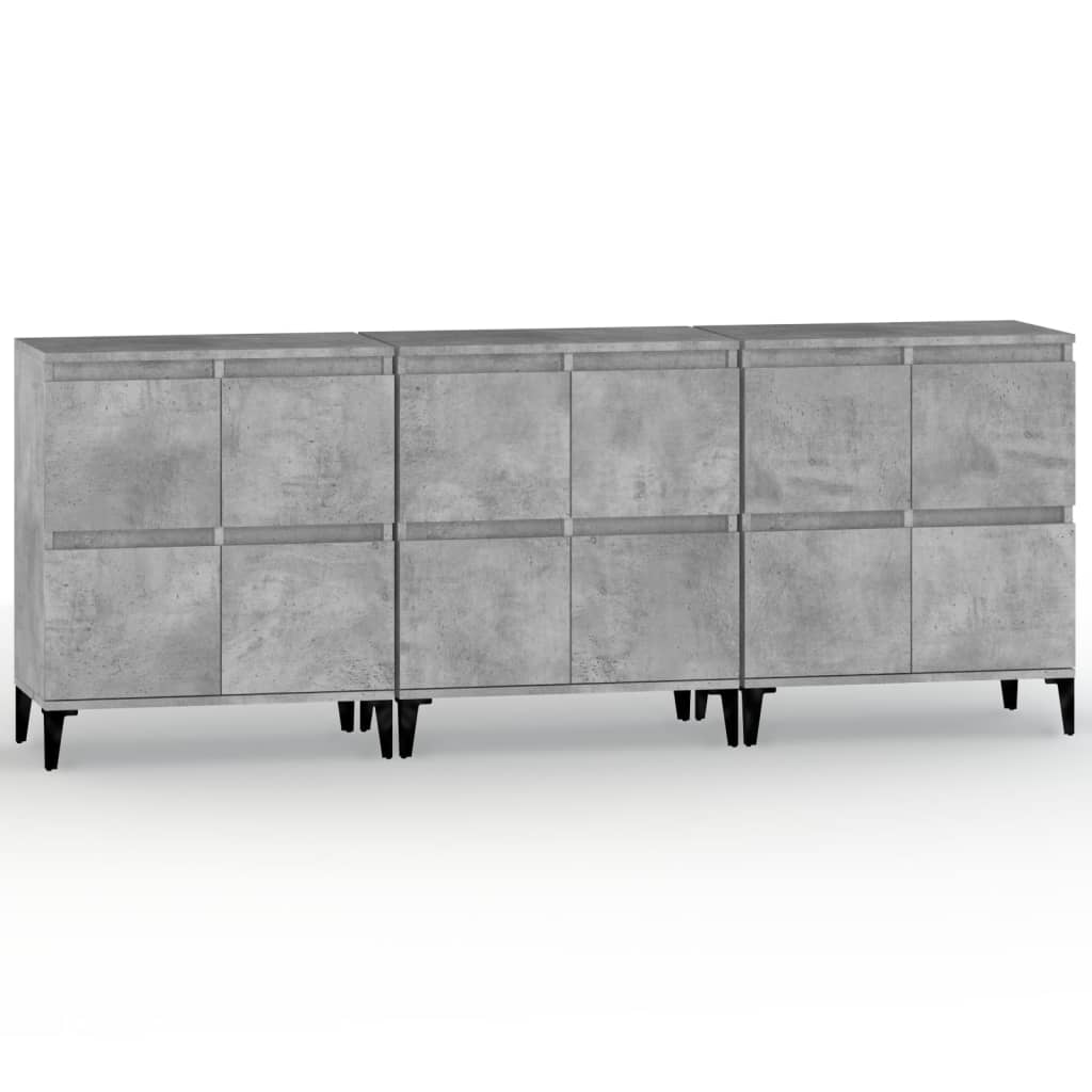 Vidaxl Aparadores 3 Uds Madera Contrachapada 60x35x70 Cm
