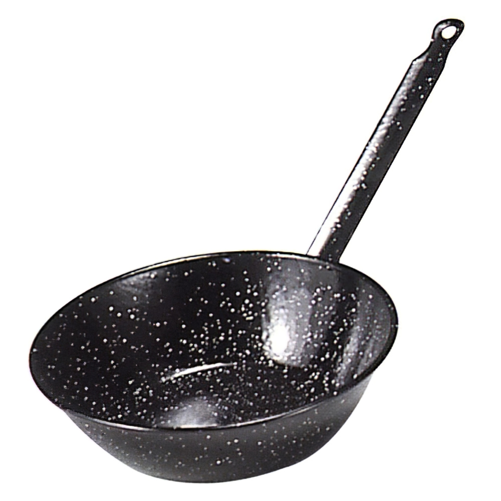 GARCIMA Sartén Doble Honda Esmaltada con Mango de 20 a 40 cm | Sartén Profunda Vitrificada Antisalpicaduras para Freír, Tortillas, Guisos y Sofritos | Compatible con Gas, Leña, Vitro e Inducción