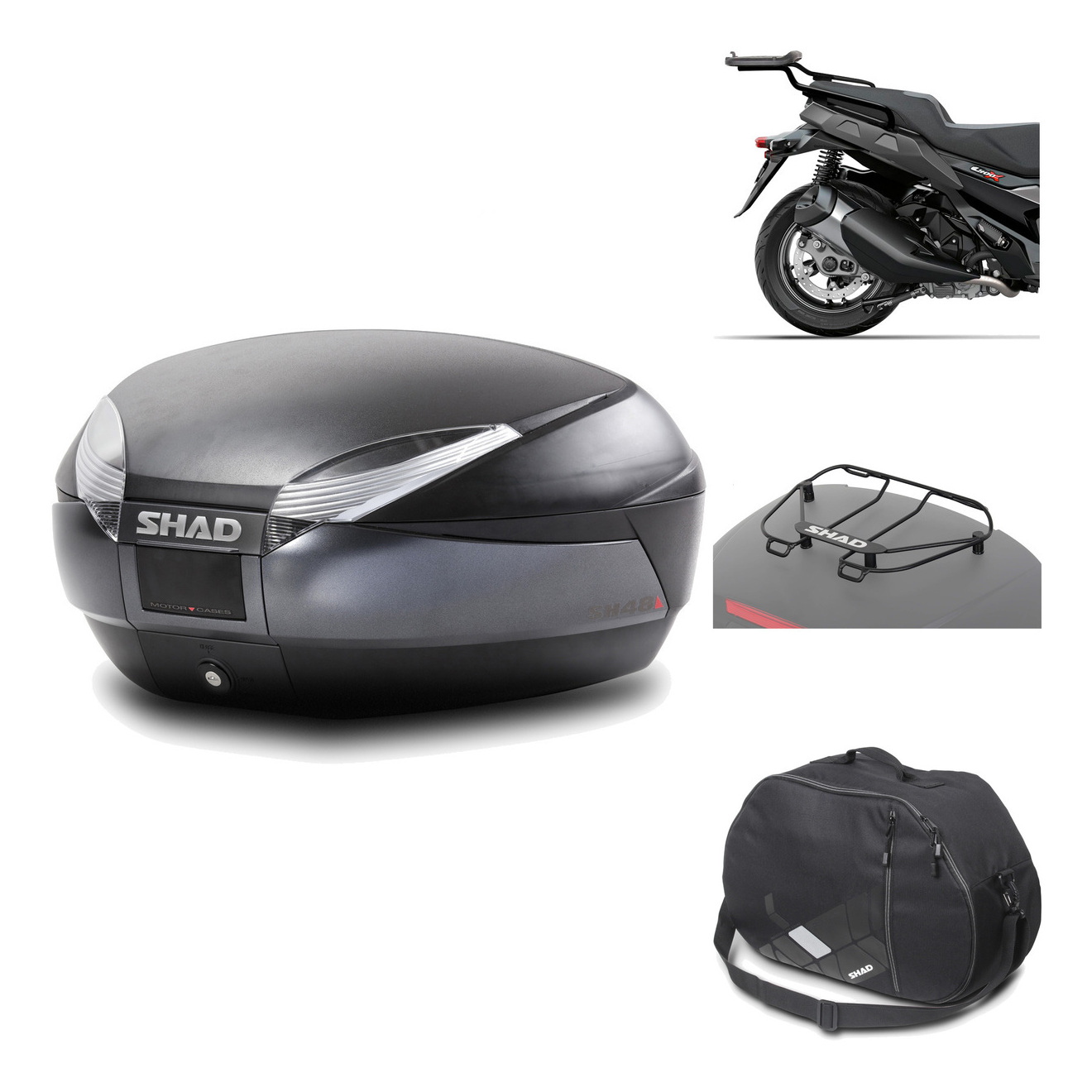 Baul Trasero + Herraje Montaje + Accesorios Sh48 Dark Grey Premium KIT-190584