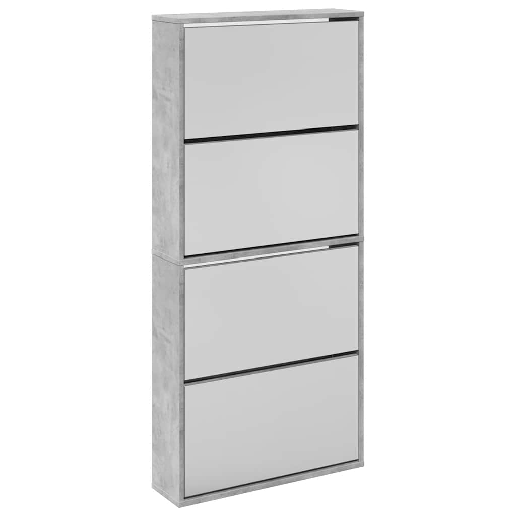 vidaXL Mueble Zapatero 4 Cajones con Espejo Organizador 63x17x134 cm Color Blanco, Roble, Blanco brillante