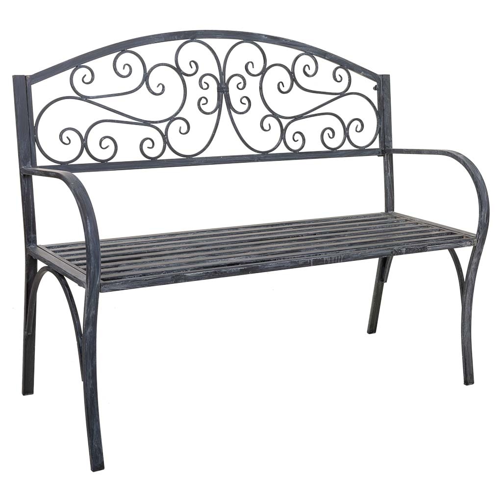 Wonderlust Deco - Banco de metal gris 123x53x91 Gris 123x53x91h cm