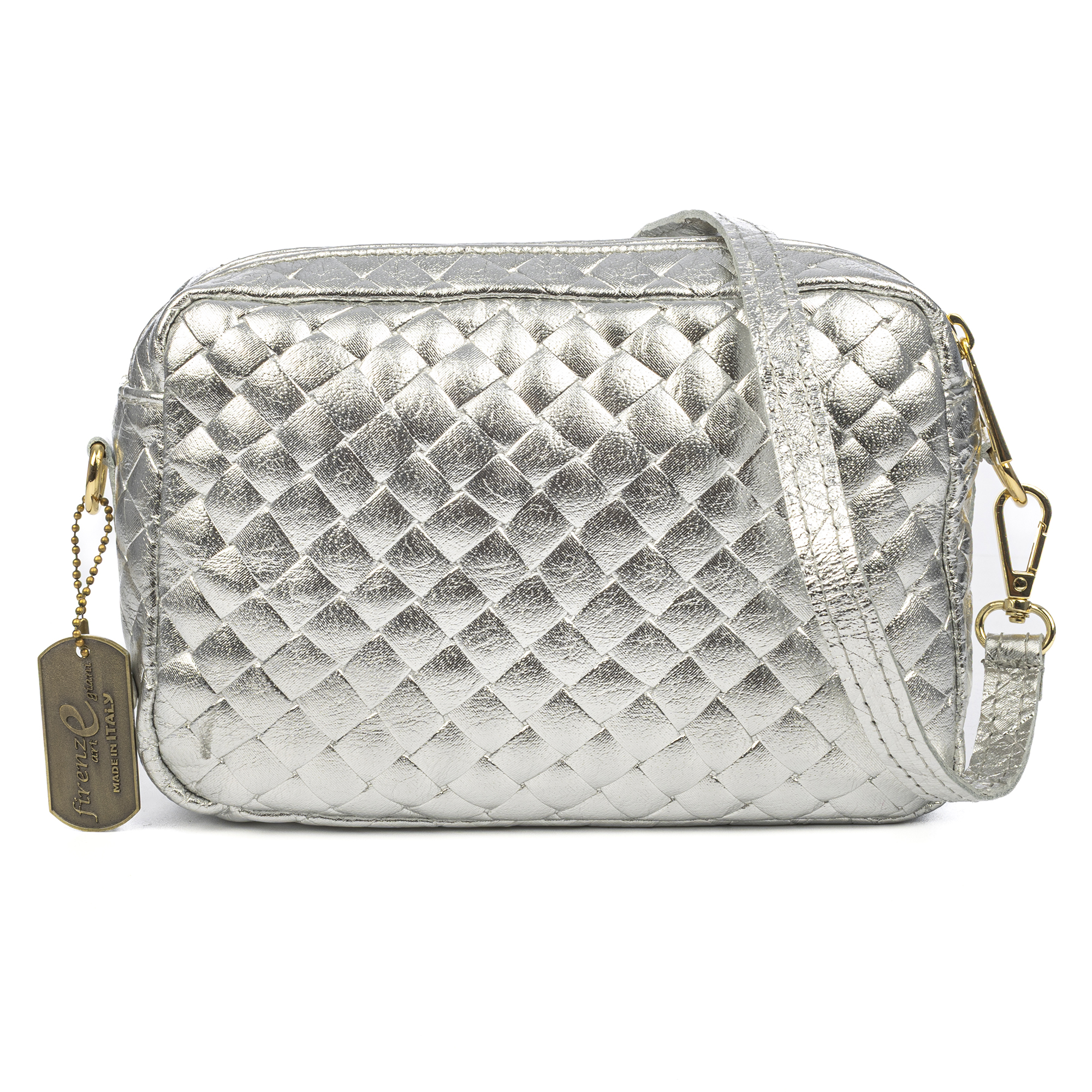FIRENZE ARTEGIANI Degna bolso bandolera mujer. Piel auténtica Gamuza con estampado de animal print leopardo y lacada brillante. Fabricado en Italia 24x9,5x15 Cm. Color: Leopardo